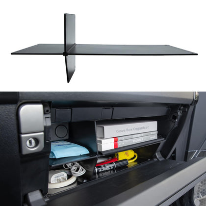JDMCAR front view of glove box organizer showing neat compartments and improved storage