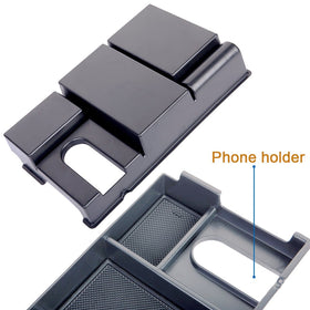 JDMCAR organizer holding phone, wallet, keys showing clutter reduction