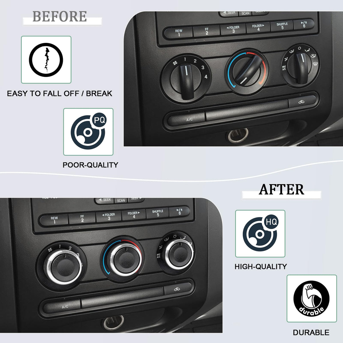 JDMCAR knob installed on Ford F150 dashboard demonstrating seamless fit