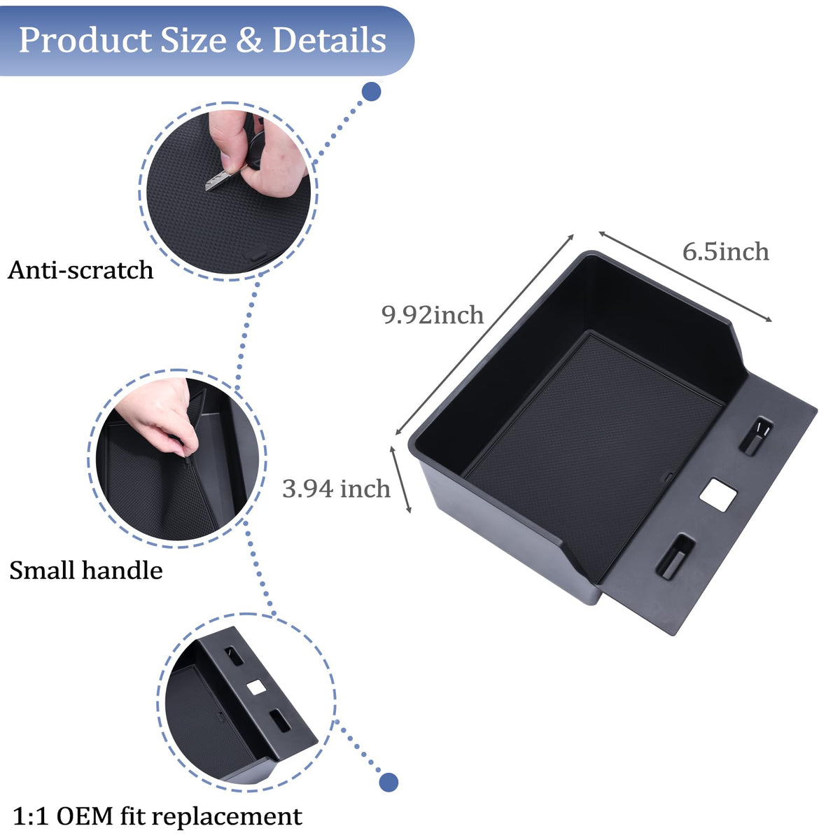 JDMCAR organizer next to smartphone to show size and capacity