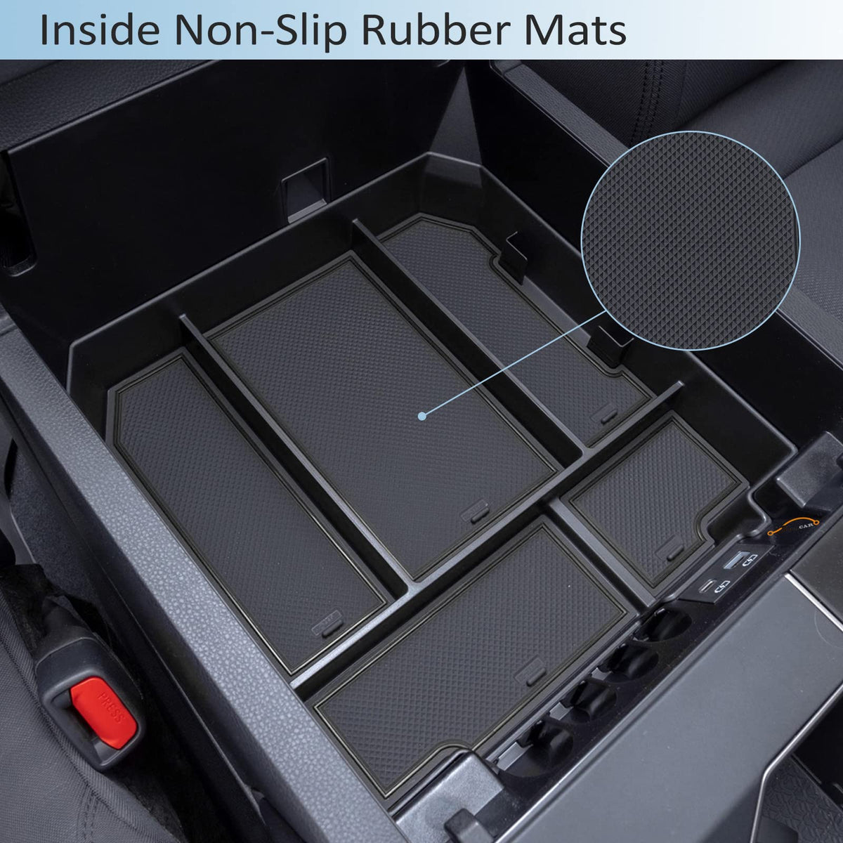 JDMCAR detail of dedicated card slot securing bank and credit cards from shifting