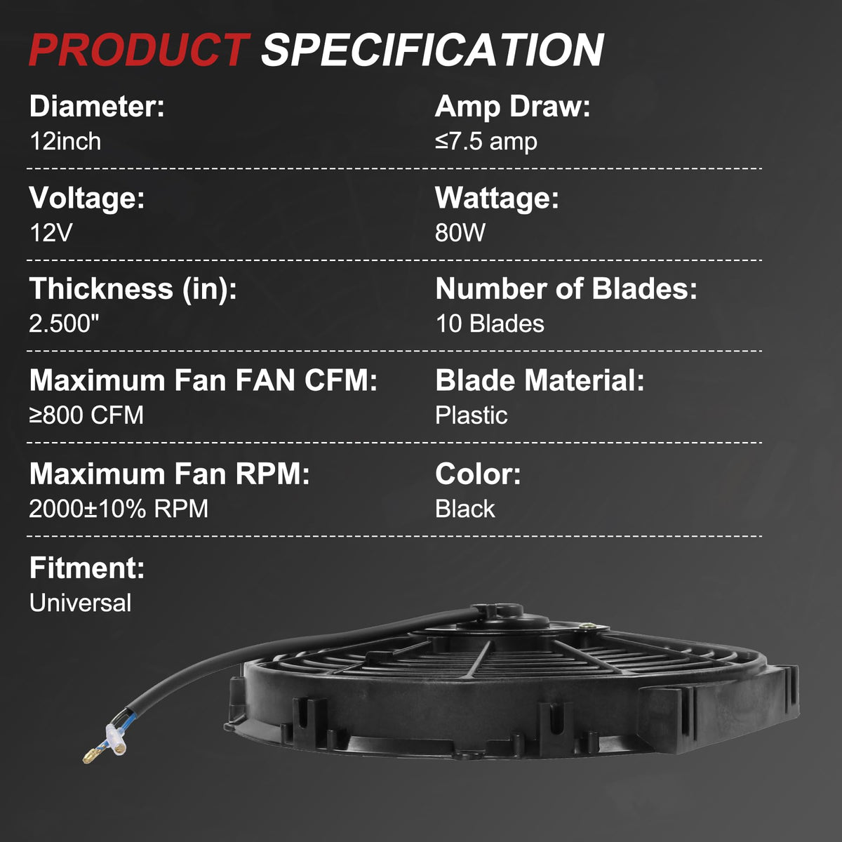JDMSPEED close-up of ten plastic blades showing durable airflow shape