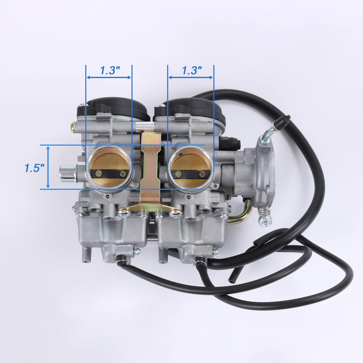 JDMSPEED carburetor beside ruler showing measured diameters for fit confirmation