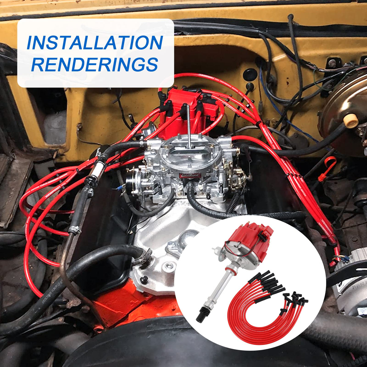 JDMSPEED distributor and wires installed on engine demonstrating neat routing and durability