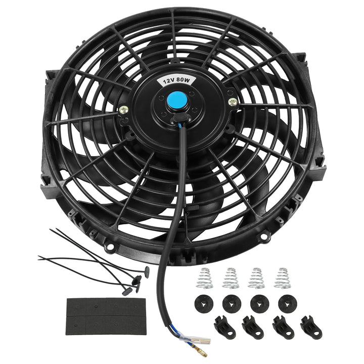 JDMSPEED front view of 12in fan showing compact design and strong airflow