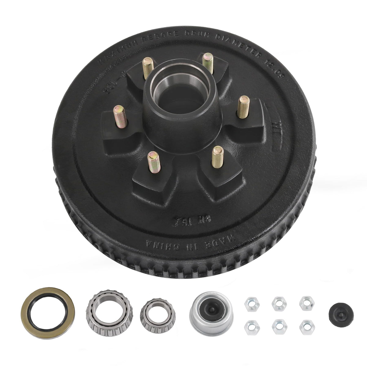 JDMSPEED front view of hub drum showing bolt pattern and direct-fit benefit