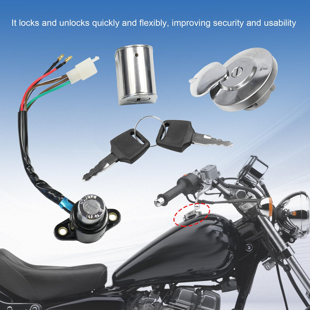 JDMSPEED ignition lock installed on motorcycle demonstrating correct fit