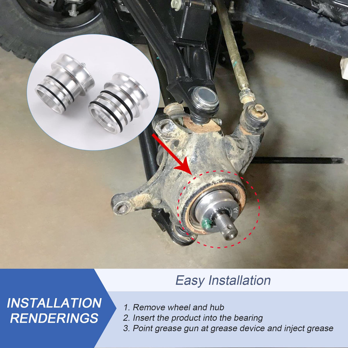 JDMSPEED in-use lifestyle shot of technician greasing Polaris ATV showing faster maintenance workflow