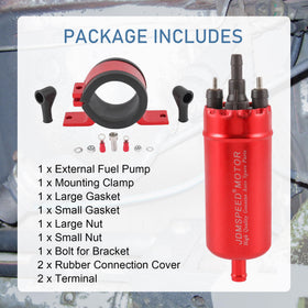 JDMSPEED mounting bracket and clamp displayed to secure pump vibration-free