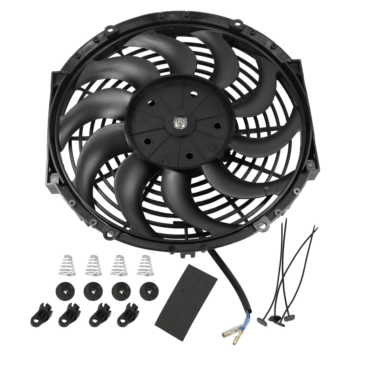 JDMSPEED fan beside ruler showing 12in diameter for accurate sizing
