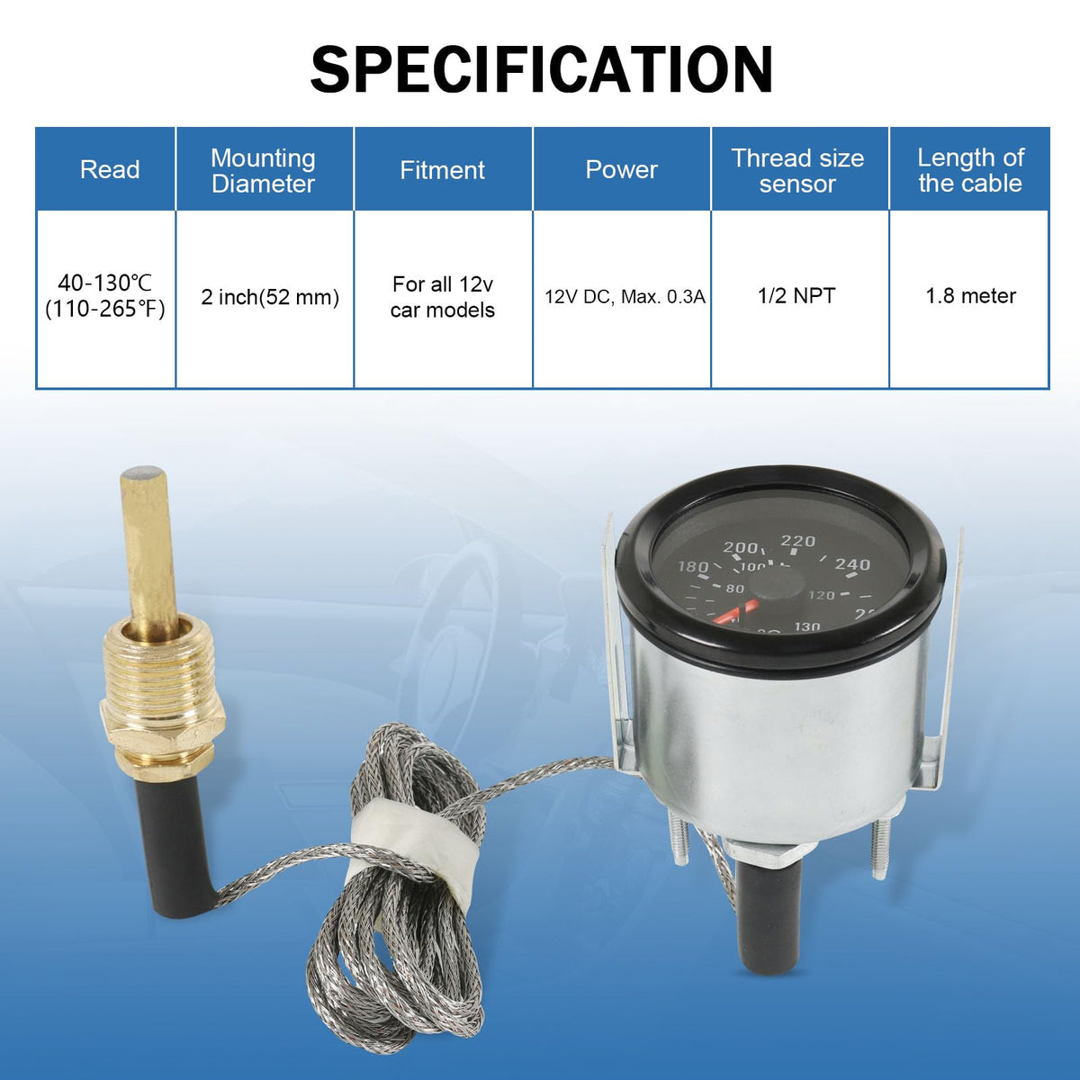JDMSPEED sensor close-up threaded 1/2 NPT for secure coolant installation and accurate sensing