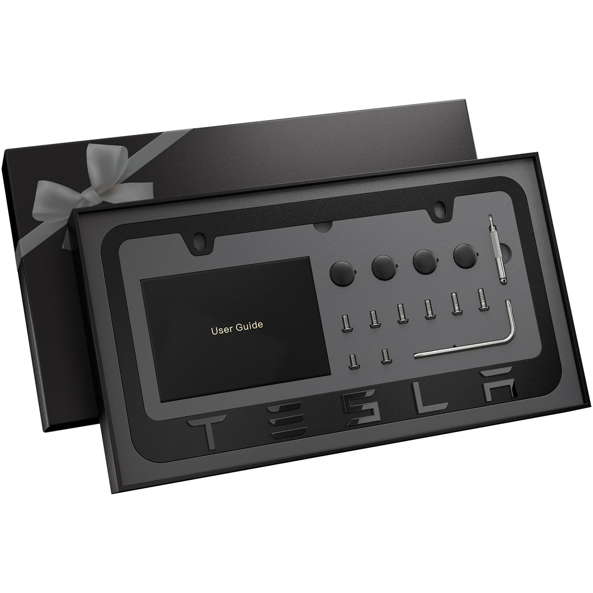JDMstyle front view of black license plate frame showing sleek fit and protective edge