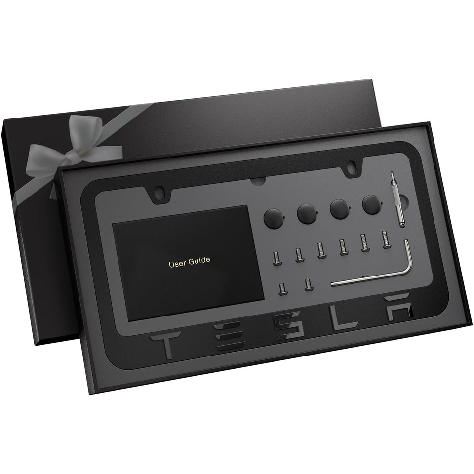 JDMstyle front view of black license plate frame showing sleek fit and protective edge