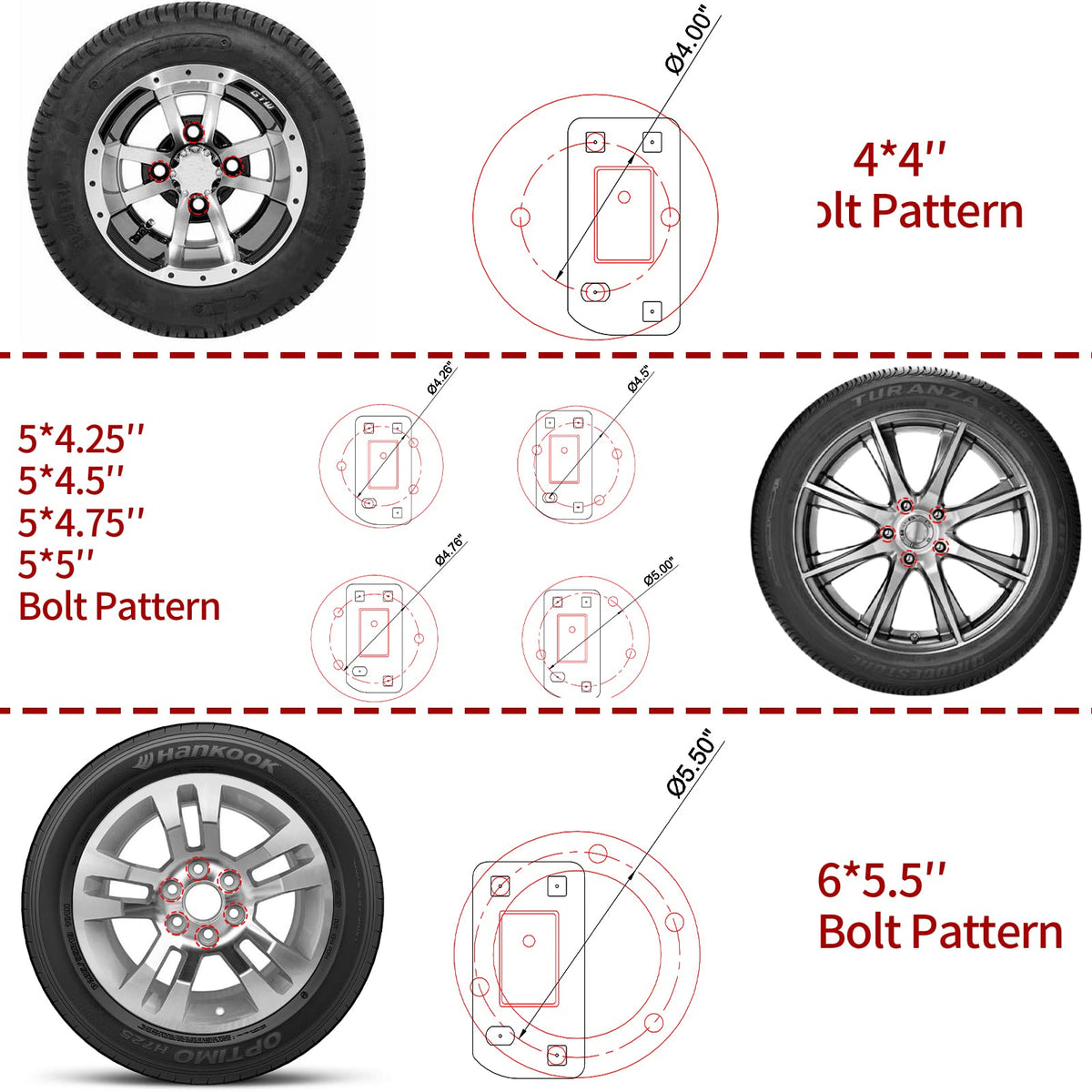 JEACENT included hardware and tire plate displayed for straightforward installation