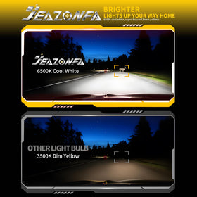 JEAZONFA fog light shining through rain demonstrating IP68 water resistance