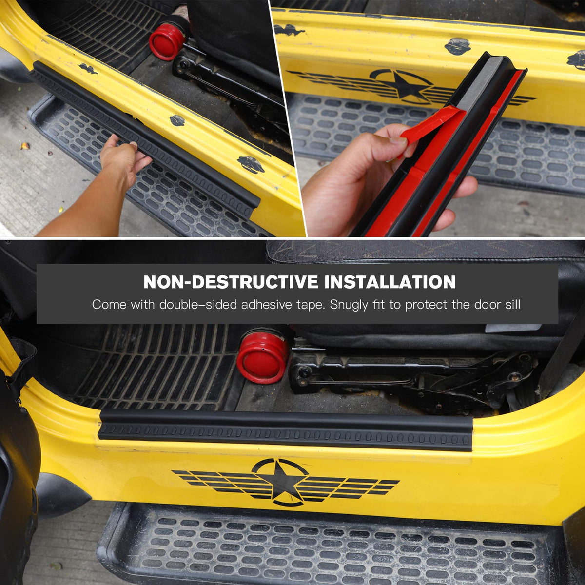JeCar adhesive tape backing displayed for easy no-drill installation