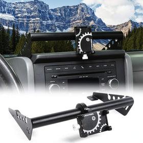 JeCar front view mounted on Jeep dash showing secure placement and stability