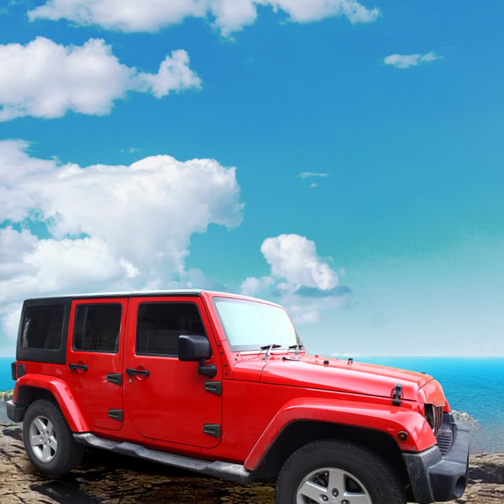 JeCar on parked Jeep lifestyle shot conveying stylish protection and uniform look