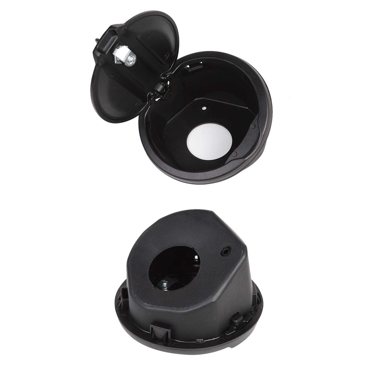 JeCar side profile mounted on fuel filler demonstrating secure snap-in fit and flush appearance