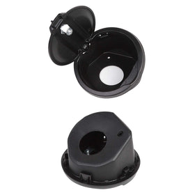 JeCar side profile mounted on fuel filler demonstrating secure snap-in fit and flush appearance
