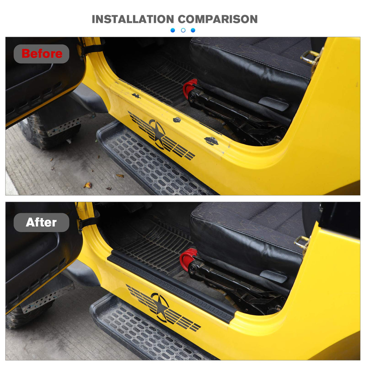 JeCar sill guard next to ruler showing correct sizing and fit