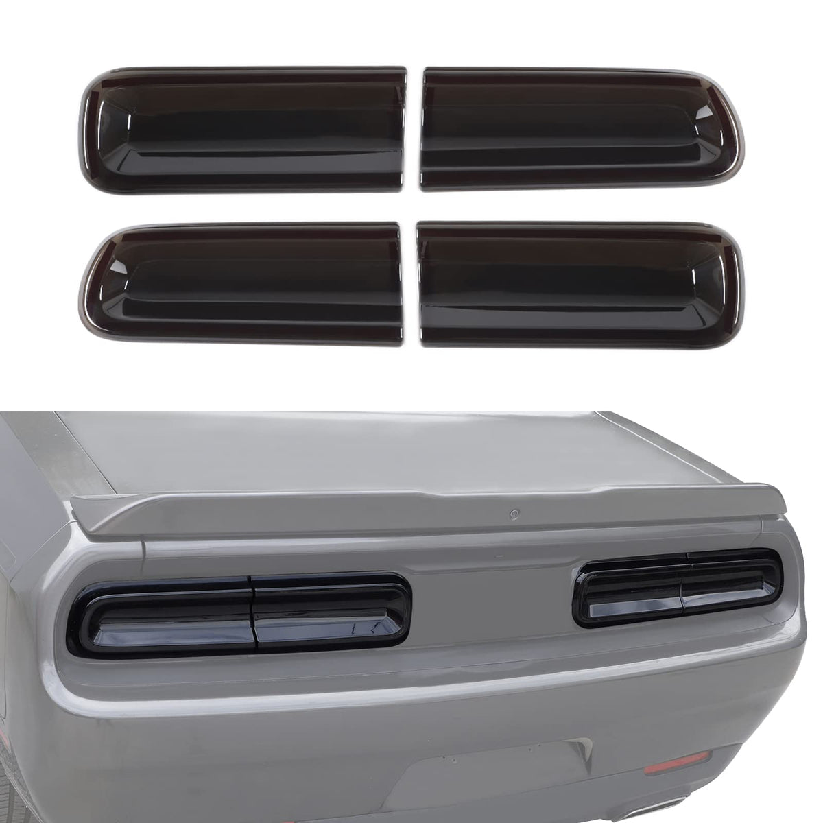 JeCar front view of smoked tail light covers showing clean fit and style benefit