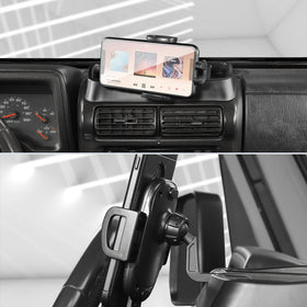 JeCar mounted in TJ dash showing secure, flush factory look