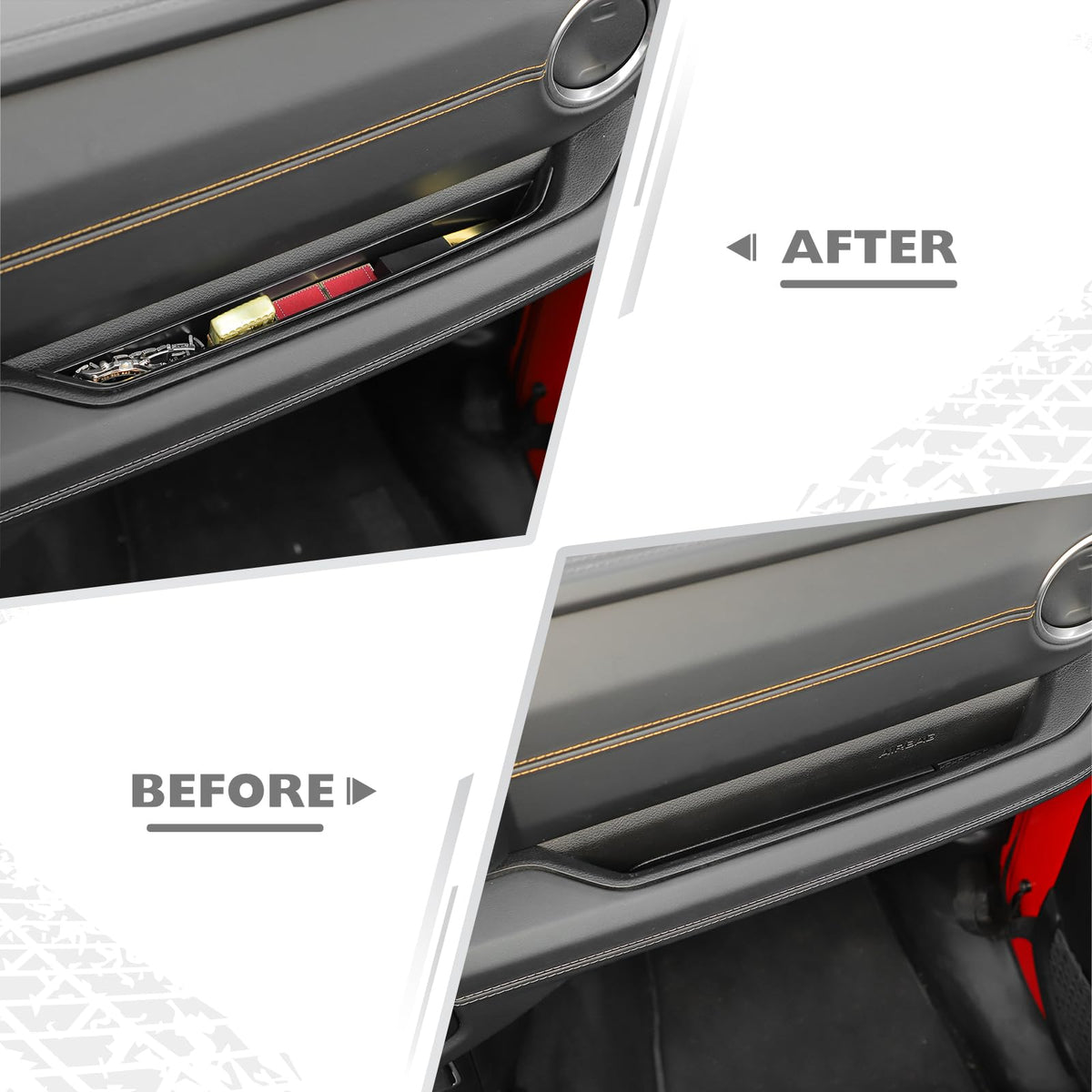 JeCar tray holding phone and keys for quick-access convenience