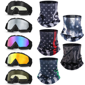 Jecery front pack showing five goggles and five masks for ready protection