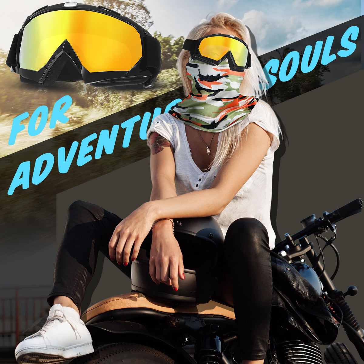 Jecery goggles worn by offroad rider, clear vision and wind protection