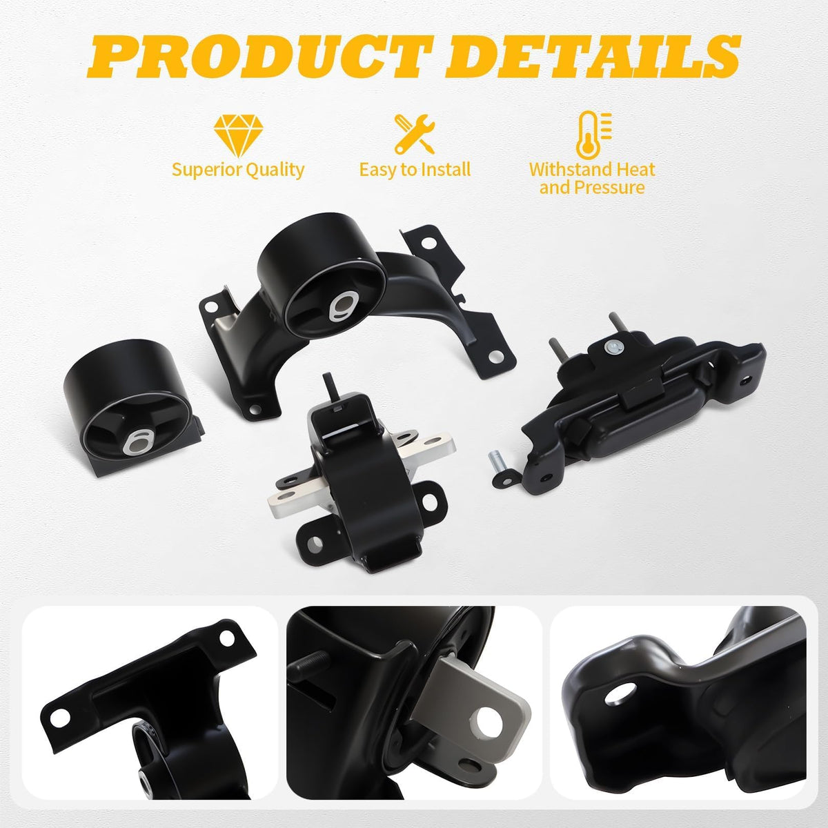 Jecoupoon complete mount set laid out, showing included engine and transmission mounts