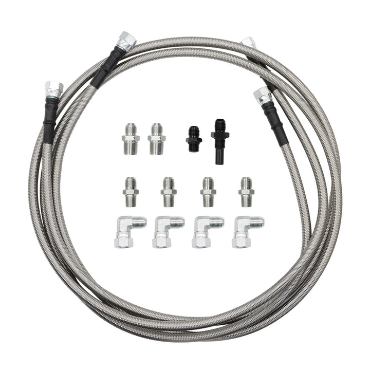 Jecoupoon front view of cooler hose kit showing complete components and ease of upgrade