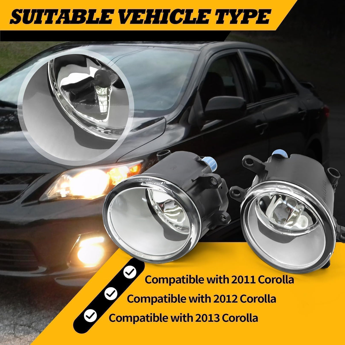 Jecoupoon left fog lamp close-up highlighting bright beam performance