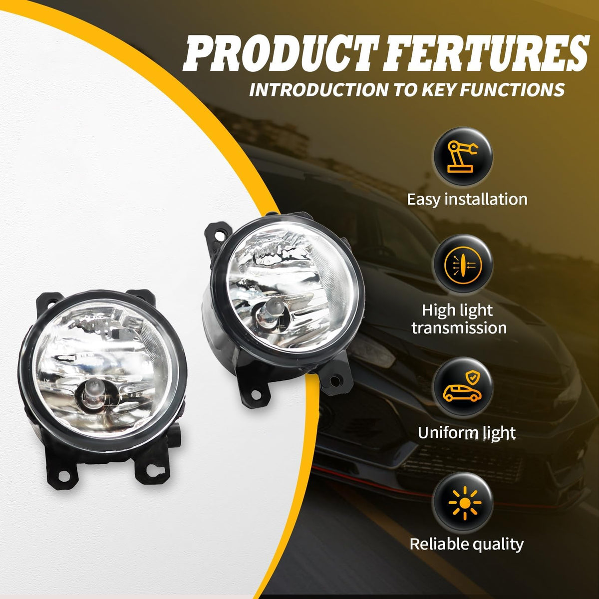 Jecoupoon fog lamp mounted on bumper showing correct alignment benefit