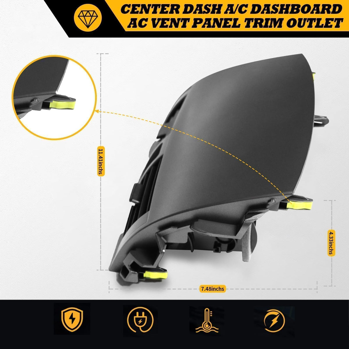 Jecoupoon vent installed in Corolla dashboard demonstrating seamless factory fitment