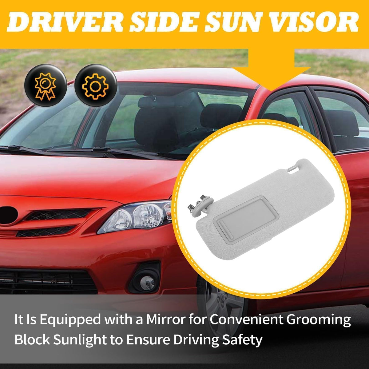 Jecoupoon visor beside screwdriver showing scale and easy installation