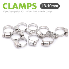 Jeemiter ten clamps and trimmed hose ready to fit, showing convenient kit contents