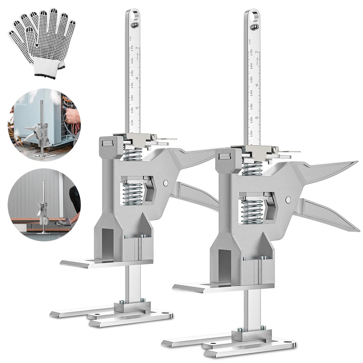 Jefuzh front view of the two jacks showing compact durable design and quick setup benefit
