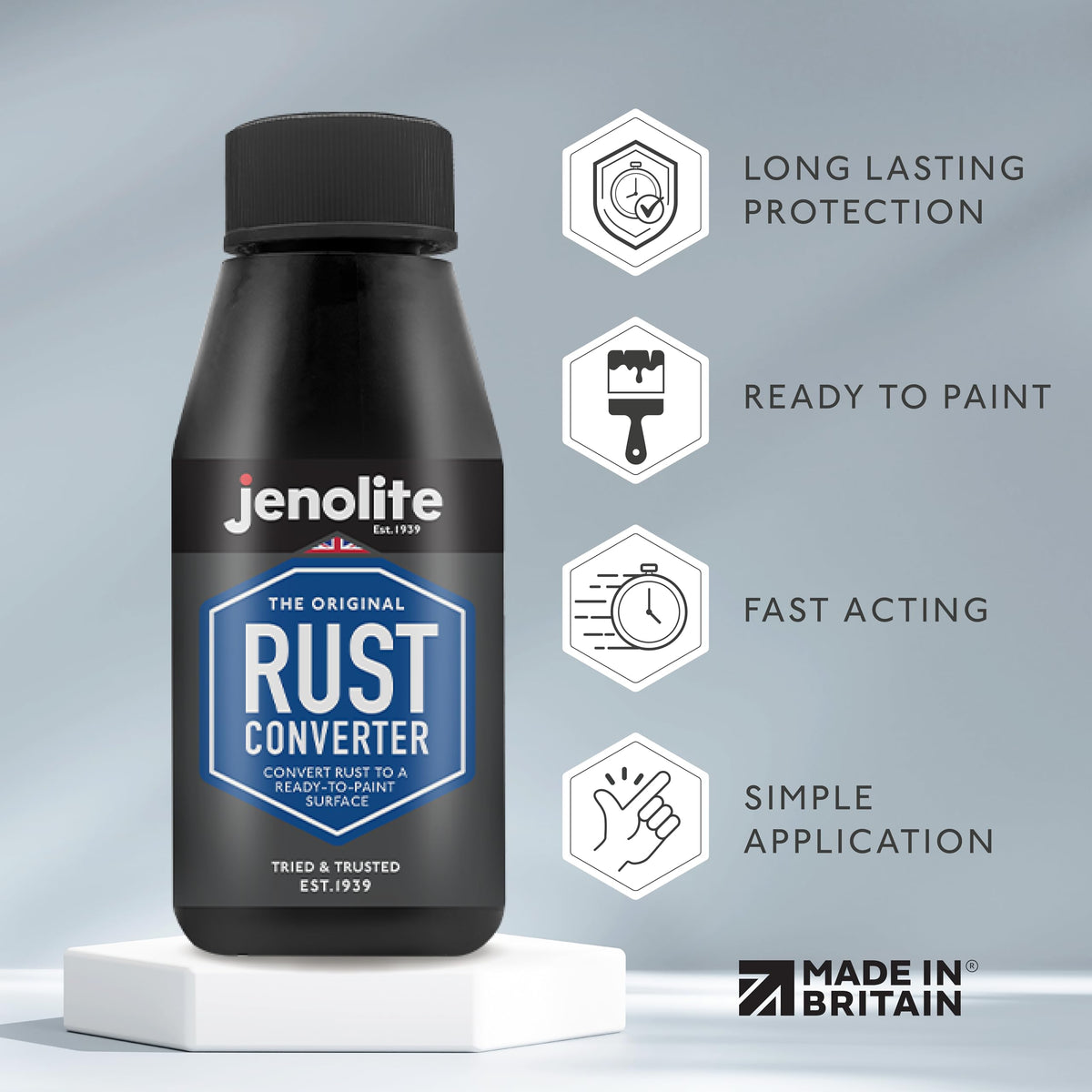 JENOLITE being brushed onto rust demonstrates simple application and control