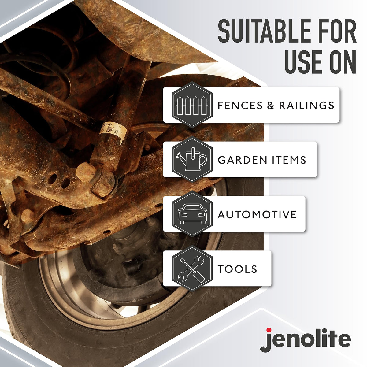 JENOLITE close-up showing blue-black rust conversion for stable surface benefit