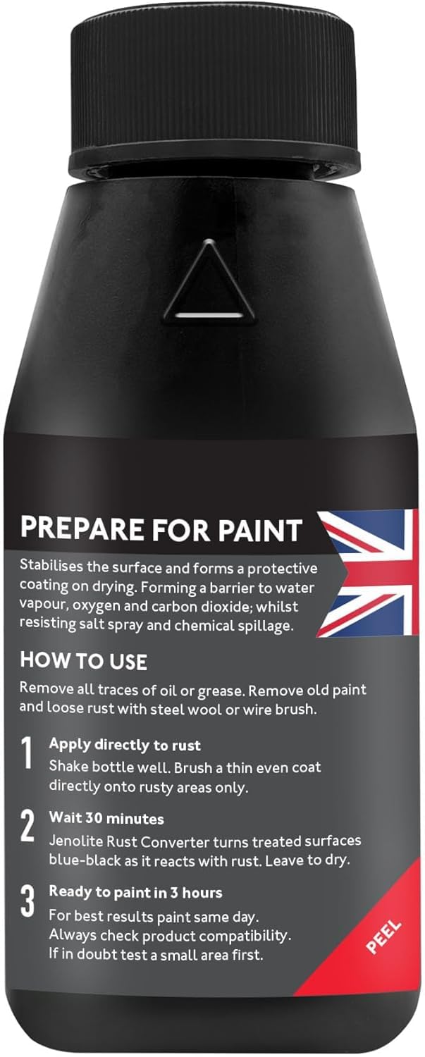 JENOLITE 150ml bottle beside a hand shows compact size for touch-ups