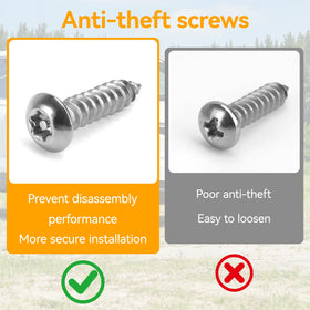 Jerbor close-up of tamper-resistant screws demonstrating theft deterrence