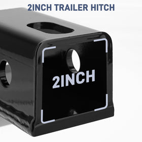 JERBOR hitch with ATV for scale showing size and compatibility with common cargo attachments