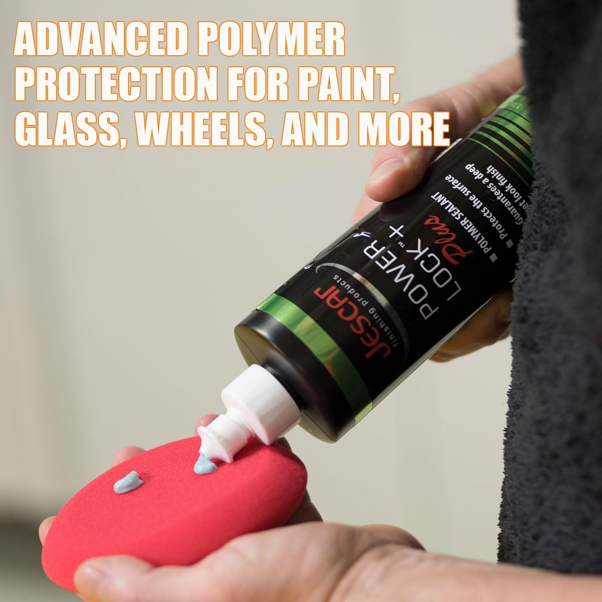 car being detailed outdoors using Jescar giving high gloss and protective finish in lifestyle setting