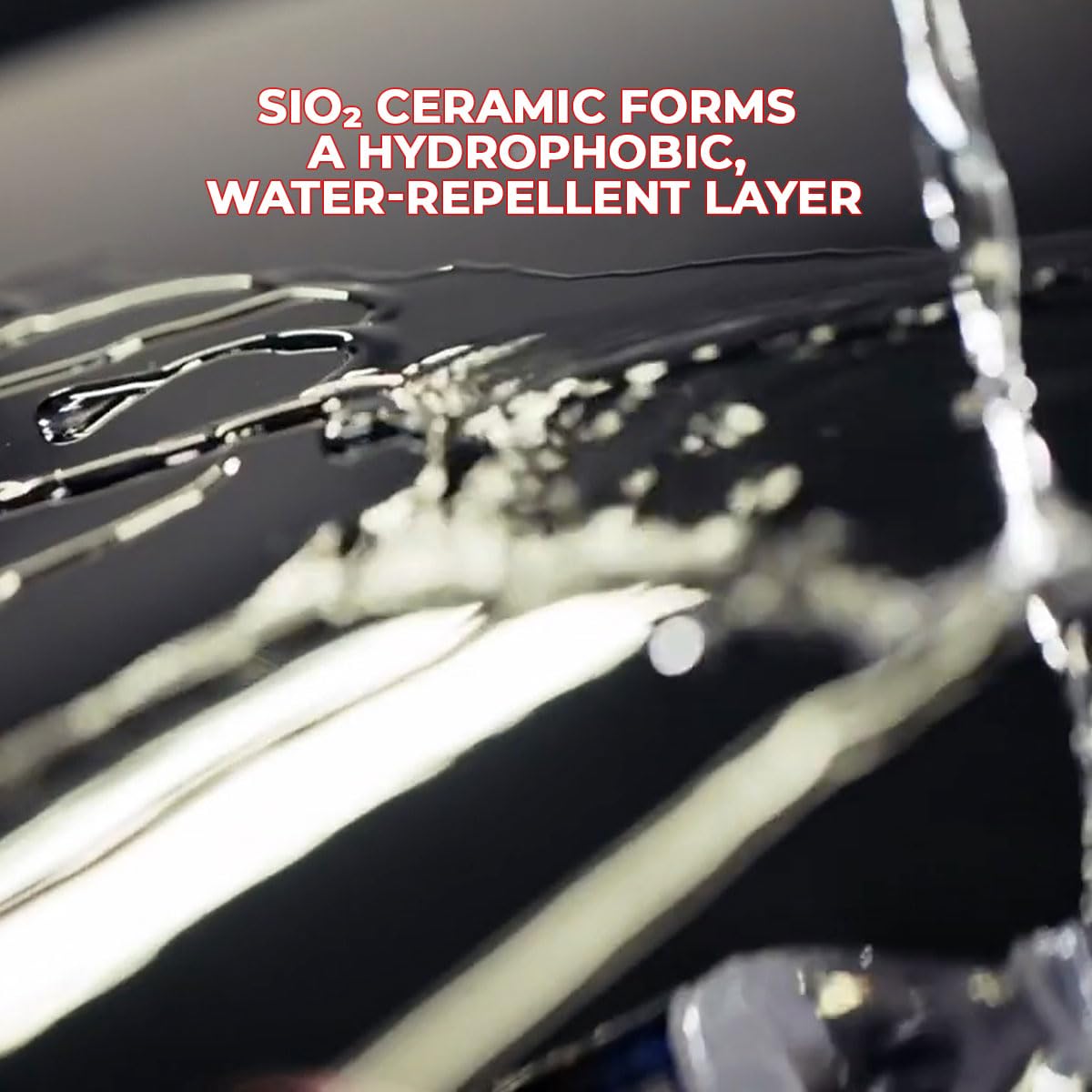 Jescar Ultra Lock+ water beading on painted surface demonstrating hydrophobic effect