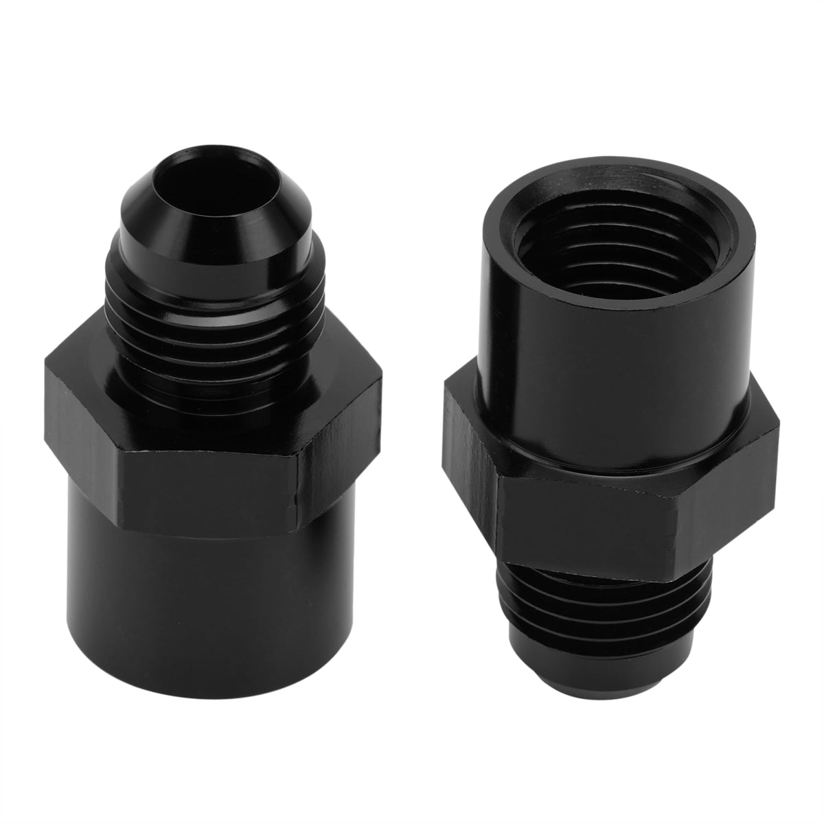 Jetuplusllc adapter front view showing -6AN connections and metric ports for easy conversion