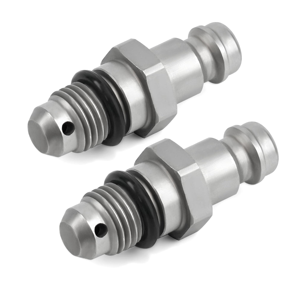 Jetuplusllc paired bleeder fittings front view showing ready-to-install benefit