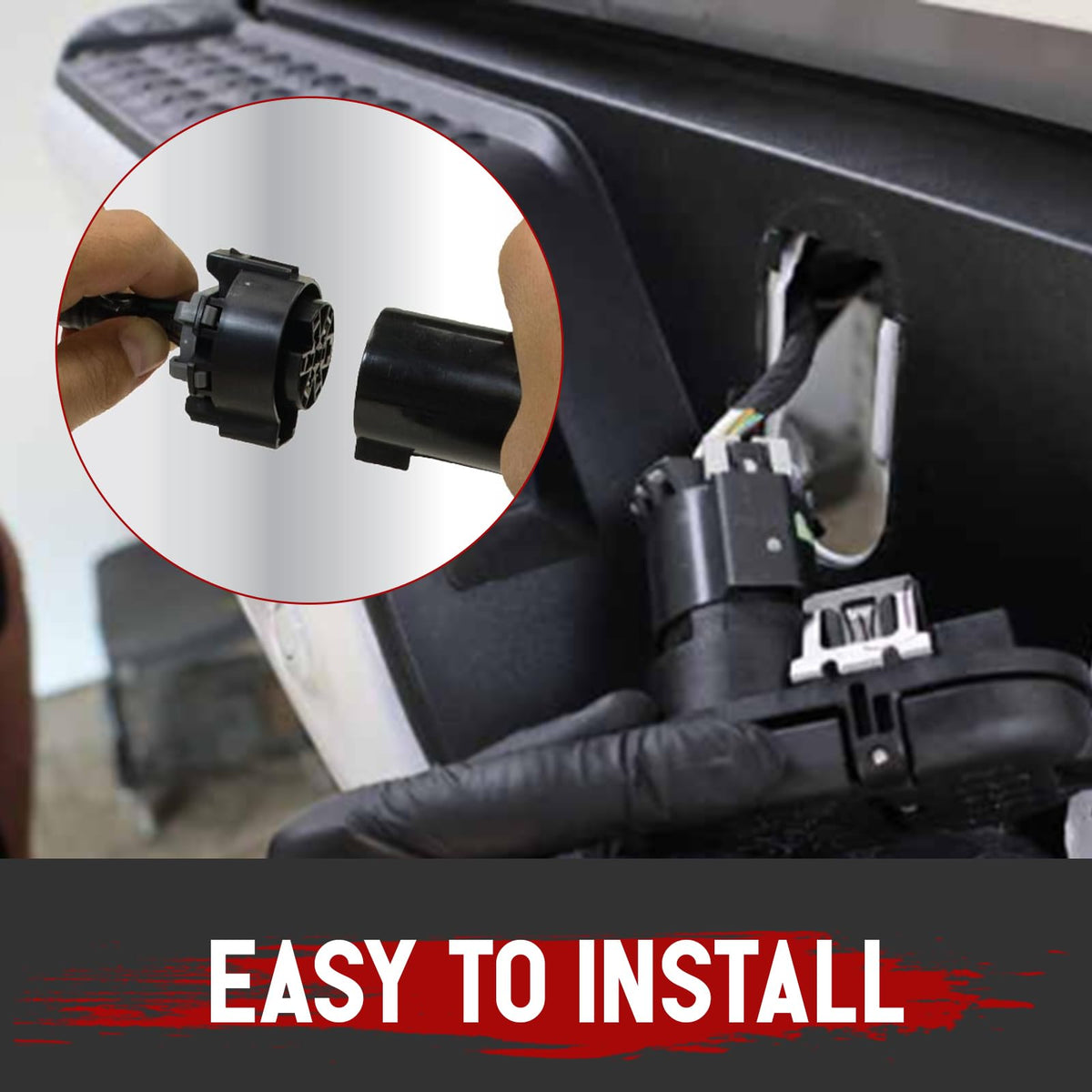 Jetuplusllc adapter installed on bumper illustrating ready-to-use trailer hookup