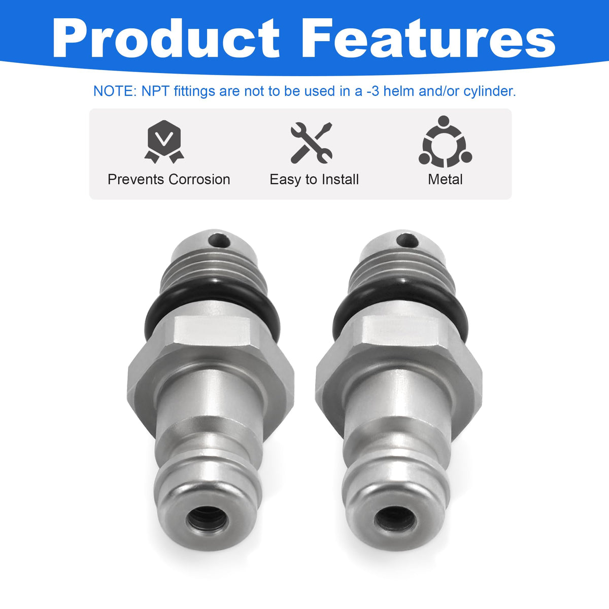 Jetuplusllc fittings beside ruler showing size and scale for accurate selection