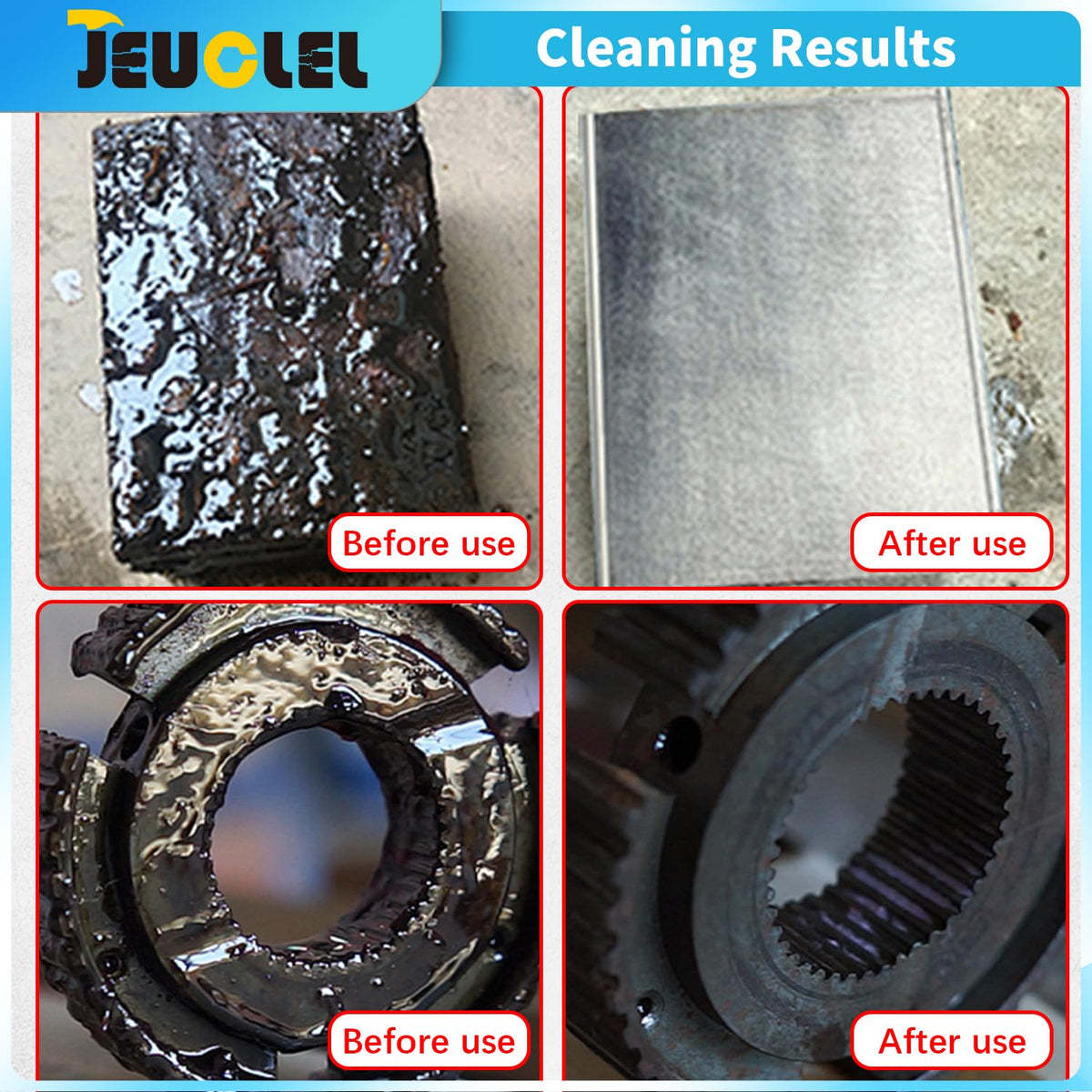 JEUCLEL 5/8 inch scraper in a tight groove for precise residue removal benefit